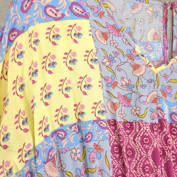 Cato Floral Patchwork Rayon Peasant Blouse Top Women's 2X Plus Dolman Slv Tiered - Picture 10 of 10